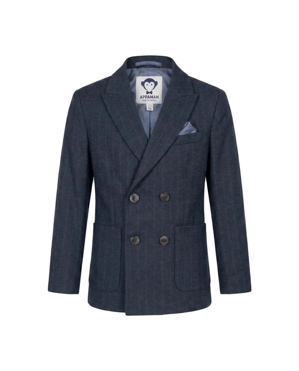 Navy Pinstripe Double Breasted Jacket