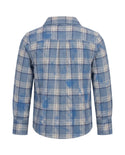 Blue Dyed Plaid Flannel Shirt