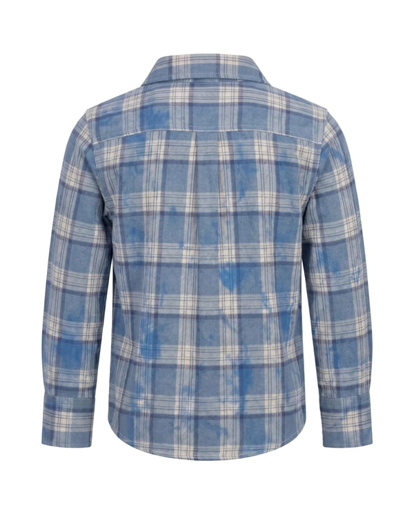 Blue Dyed Plaid Flannel Shirt