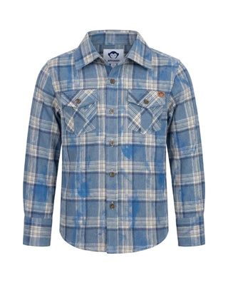 Blue Dyed Plaid Flannel Shirt