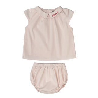 Pink Puff Sleeve Top & Bloomer Set