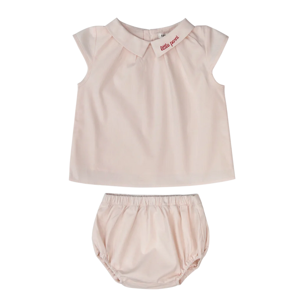 Pink Puff Sleeve Top & Bloomer Set