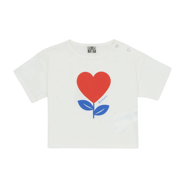 White Baby Heart Flower Coeur Tee