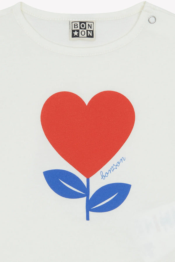 White Baby Heart Flower Coeur Tee