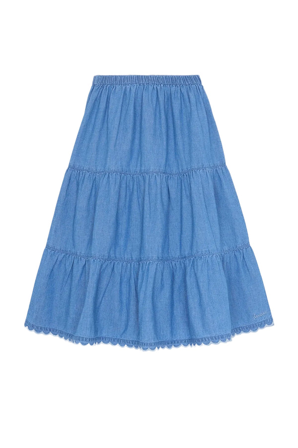 Blue Chambray Celine Midi Skirt