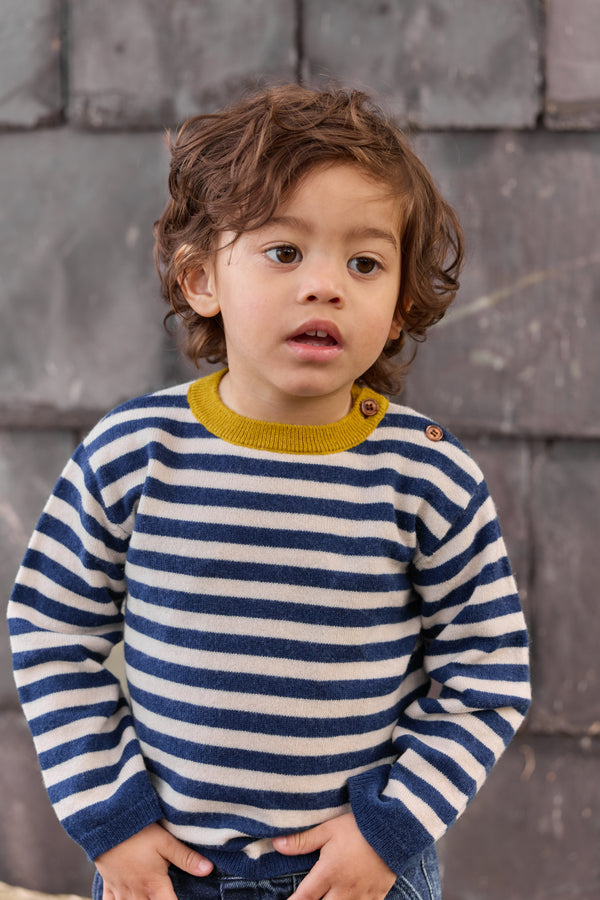 Baby Blue and White Striped Pepito Crewneck