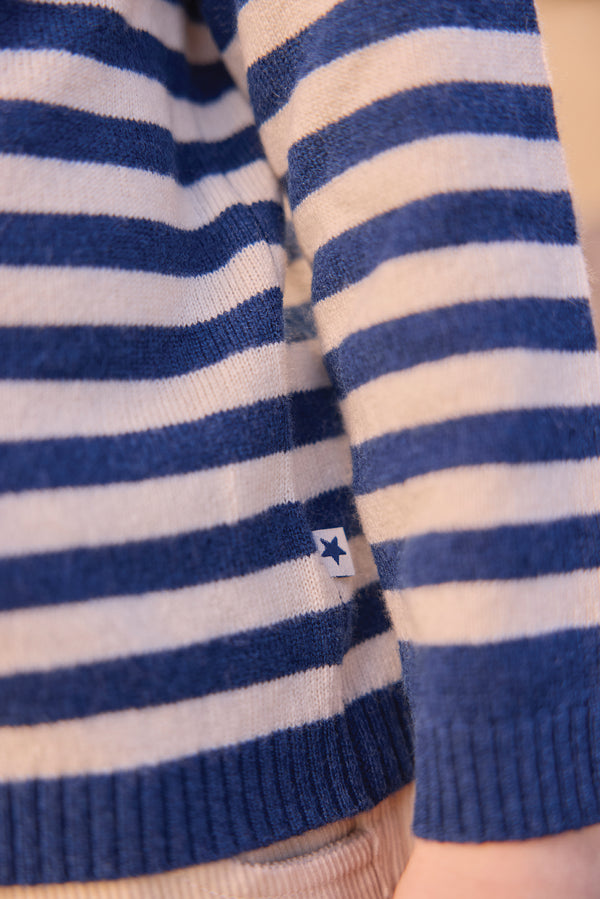 Blue and White Striped Pepito Crewneck