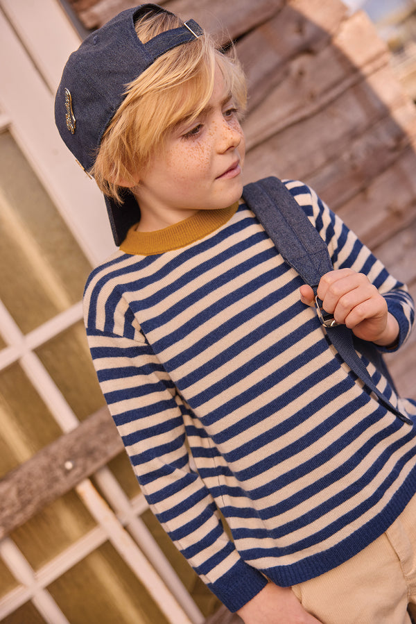 Blue and White Striped Pepito Crewneck