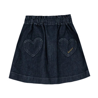 Dark Blue Denim Heart Douchka Skirt