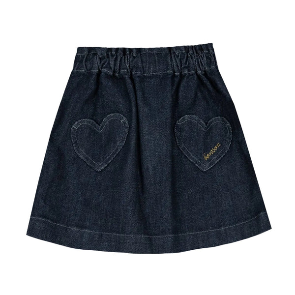 Dark Blue Denim Heart Douchka Skirt