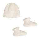 Off White Knitted Hat and Booties