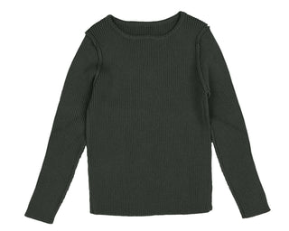 Basic Ribbed Forest Green Knit Baby Top