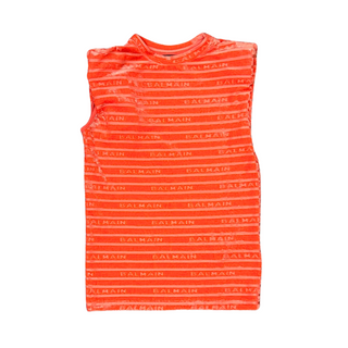 Orange Terry Sleeveless Stripe Dress
