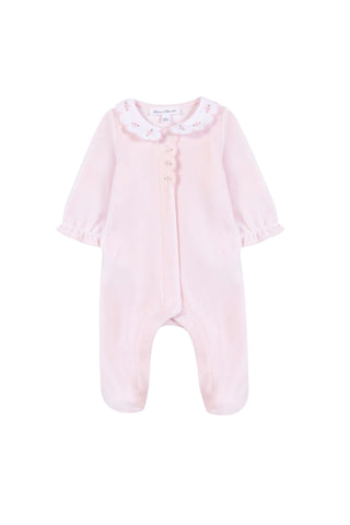 Pink Velour Scallop Collar Footie