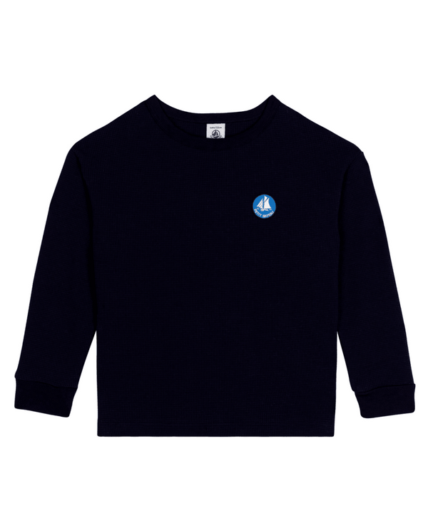 Navy Boat Emblem Long Sleeve Tee