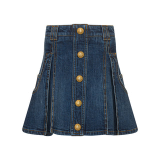 Dark Wash Denim Button Down Flair Skirt