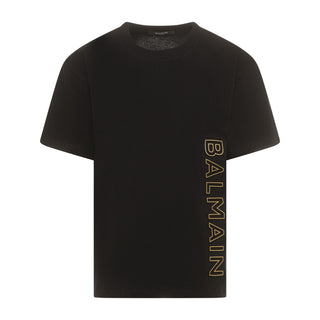 Black and Gold Puffy Vertical Logo Tee