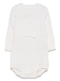 White Baby Long Sleeve Knitted Onesie