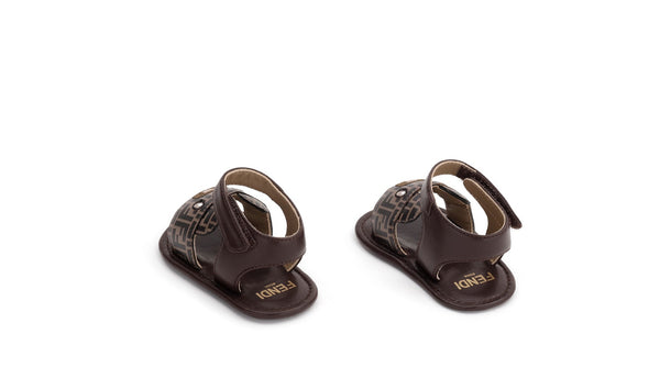 Tobacco Baby Sandals with FF Detailed Bear