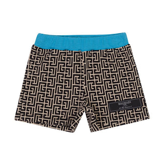 Black and Blue Baby Monogram Shorts