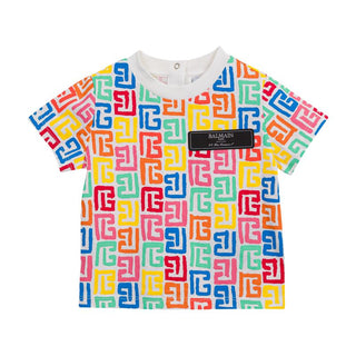 White Multicolored Baby Logo Tee