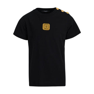 Black Mini Me Retro PB Logo Button Tee