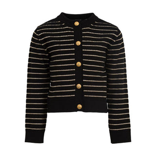 Black Striped Knit Cardigan