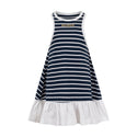 Navy and White Striped Ruffle Hem Dress
