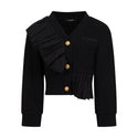 Black Ruffle Logo Cardigan