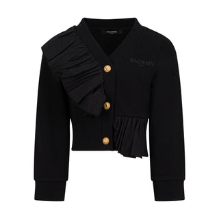 Black Ruffle Logo Cardigan