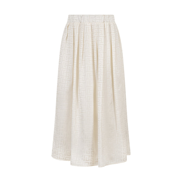 Cream Labyrinth Silk Midi Skirt