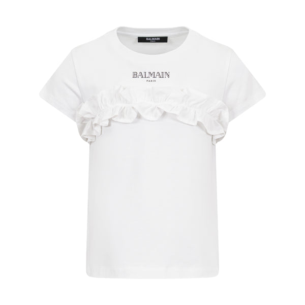 White Ruffle Logo Tee