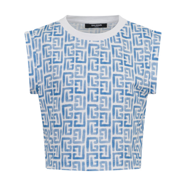 Blue Labyrinth Pattern Tank Top