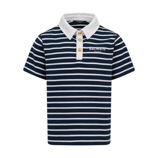 Navy and White Striped Polo