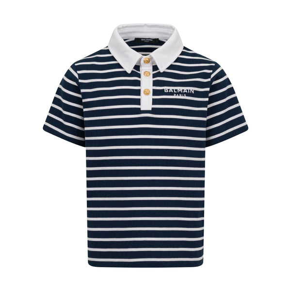 Navy and White Striped Polo
