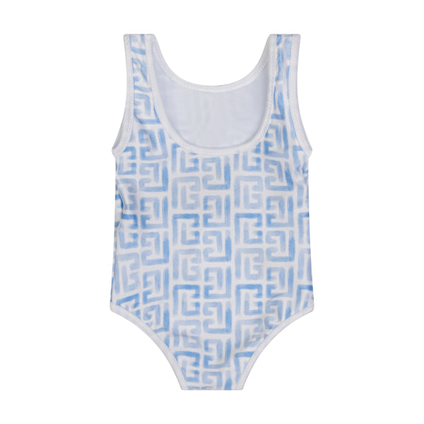 Blue Baby Labyrinth Pattern Swimsuit