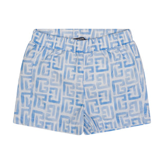 Blue Baby Labyrinth Pattern Swim Trunks