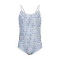 Blue Labyrinth Pattern Swimsuit