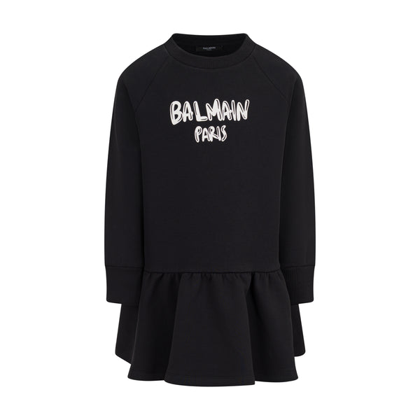 Black with White Logo Mini Me Dress