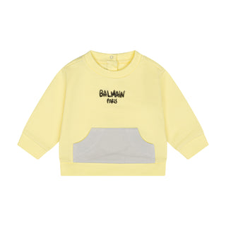 Baby Yellow with Grey Pocket Crewneck