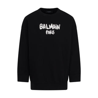 Black with White Logo Mini Me Oversize Crewneck