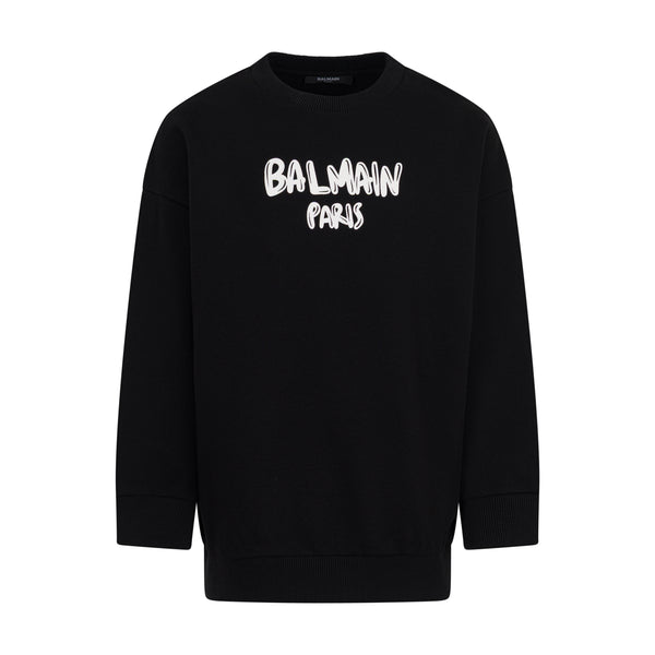 Black with White Logo Mini Me Oversize Crewneck