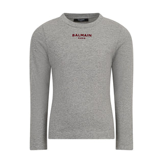 Grey Maroon Logo Long Sleeve Tee