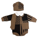 Baby Brown Knit and Cable Romper Set