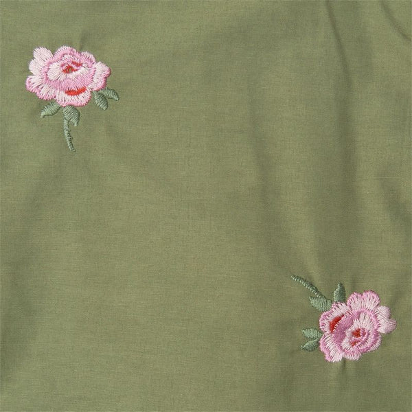 Green Embroidered Ditsy Roses Skirt