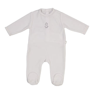 White Velvet Rhinestone Lutin Footie