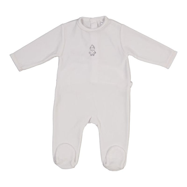 White Velvet Rhinestone Lutin Footie