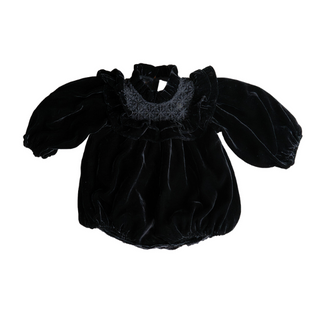 Bebe Black Vintage Lace Velvet Romper