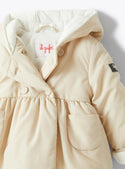 Beige G Double Breasted Puffer Coat