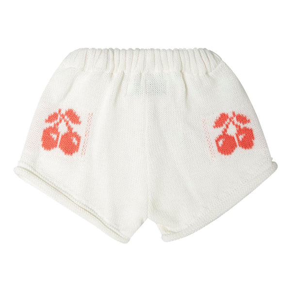 White Knit Cherry Pocket Shorts